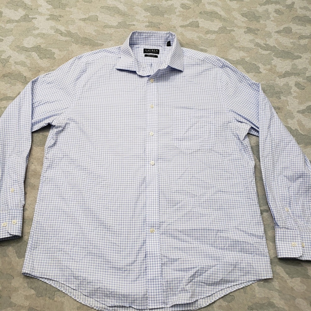 Lauren Ralph Lauren Shirt Mens Large Blue Stretch Regular Long Sleeve Button-Up